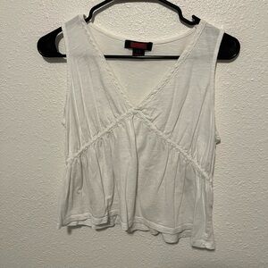 Rock & Roll Cowgirl White V-Neck Sleeveless Tank